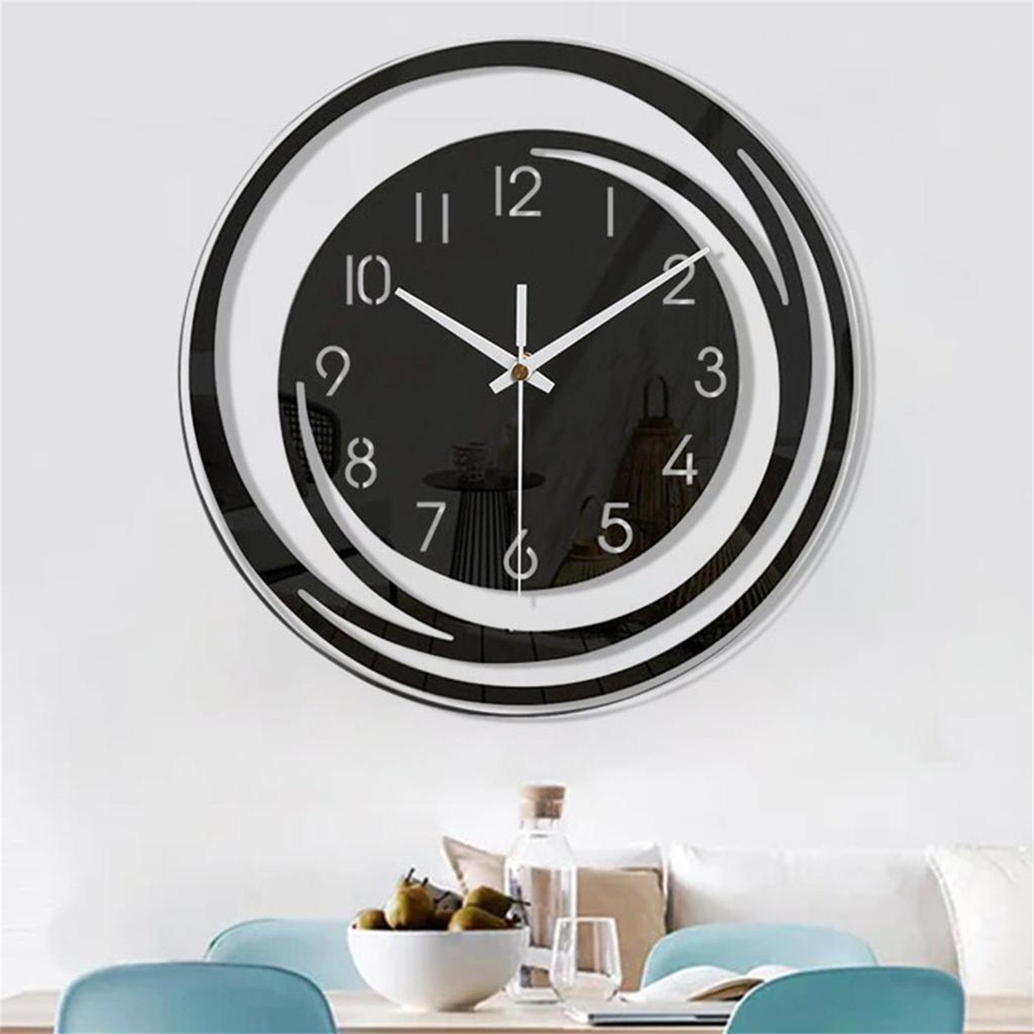 Yoyaxi Uhr Einfache Wanduhr, schwebende Stummschaltung (Stilvolle Dekoration für Wohnzimmer, digitale Wanduhr)