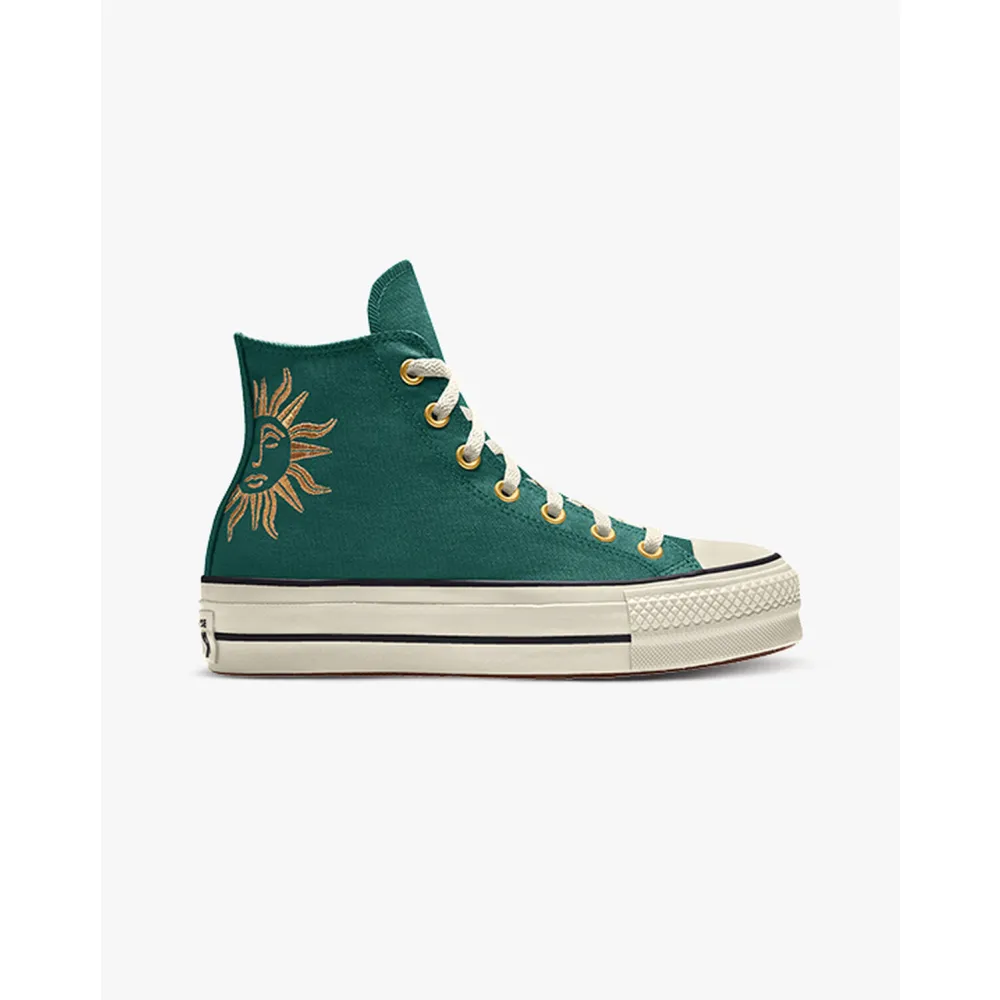 Converse Custom Chuck Taylor All Star Lift Platform Embroidery By You A03766CHO23_DRAGONSCALE_SUN_G / grün