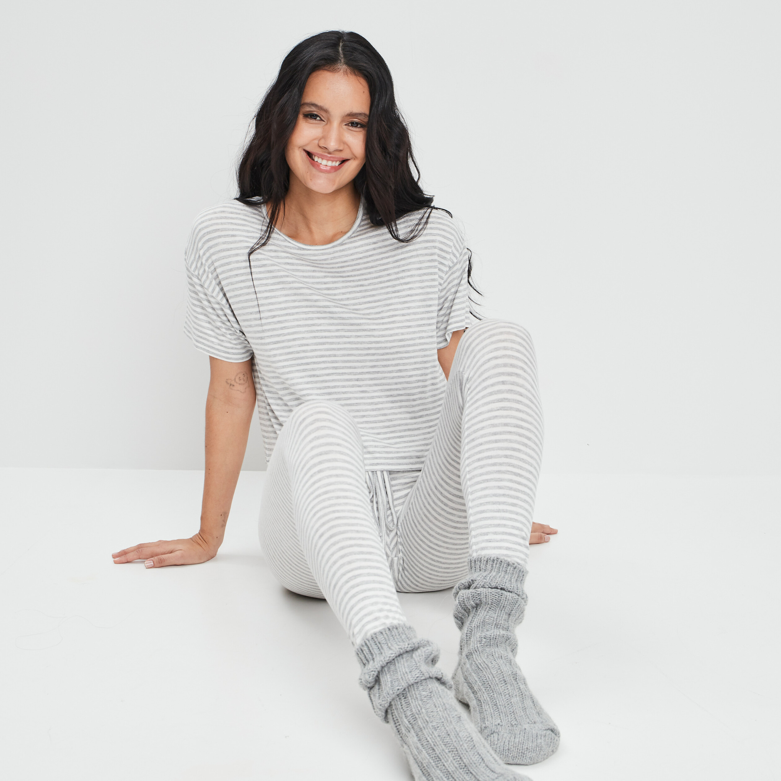 Ensemble pyjama 2 pièces gris clair femme | La Halle