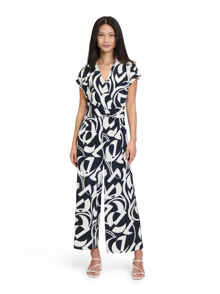 Betty Barclay Jumpsuit mit Eingrifftaschen in Dunkelblau/Weiß günstig kaufen