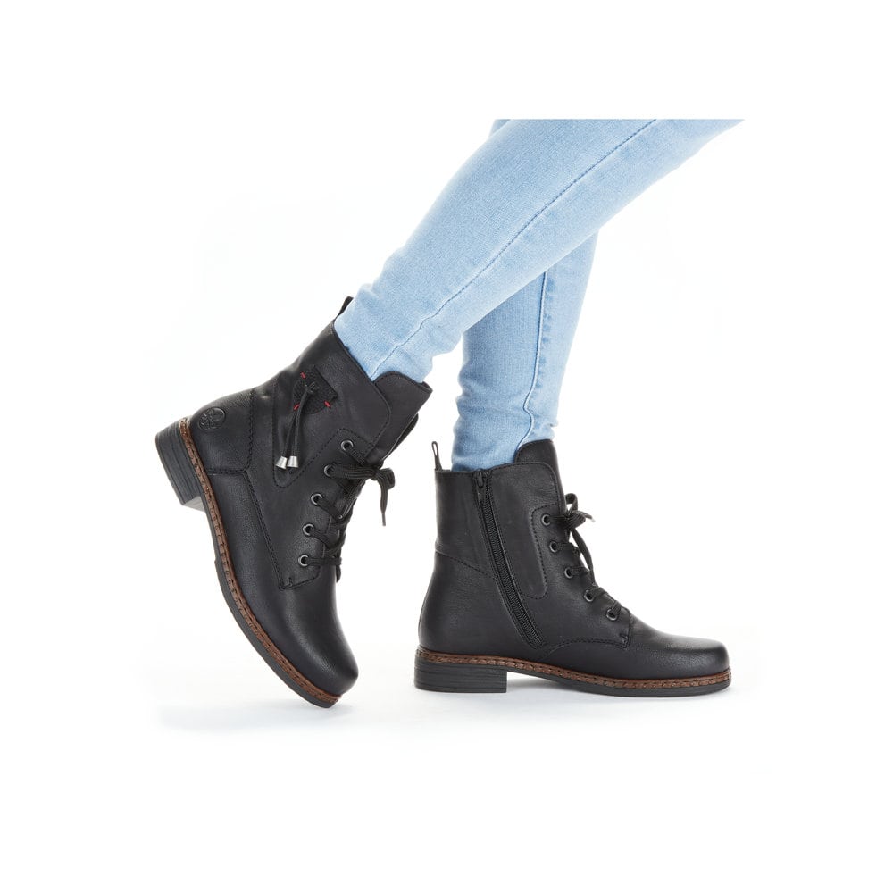 Rieker Damen Schnürstiefel tiefschwarz