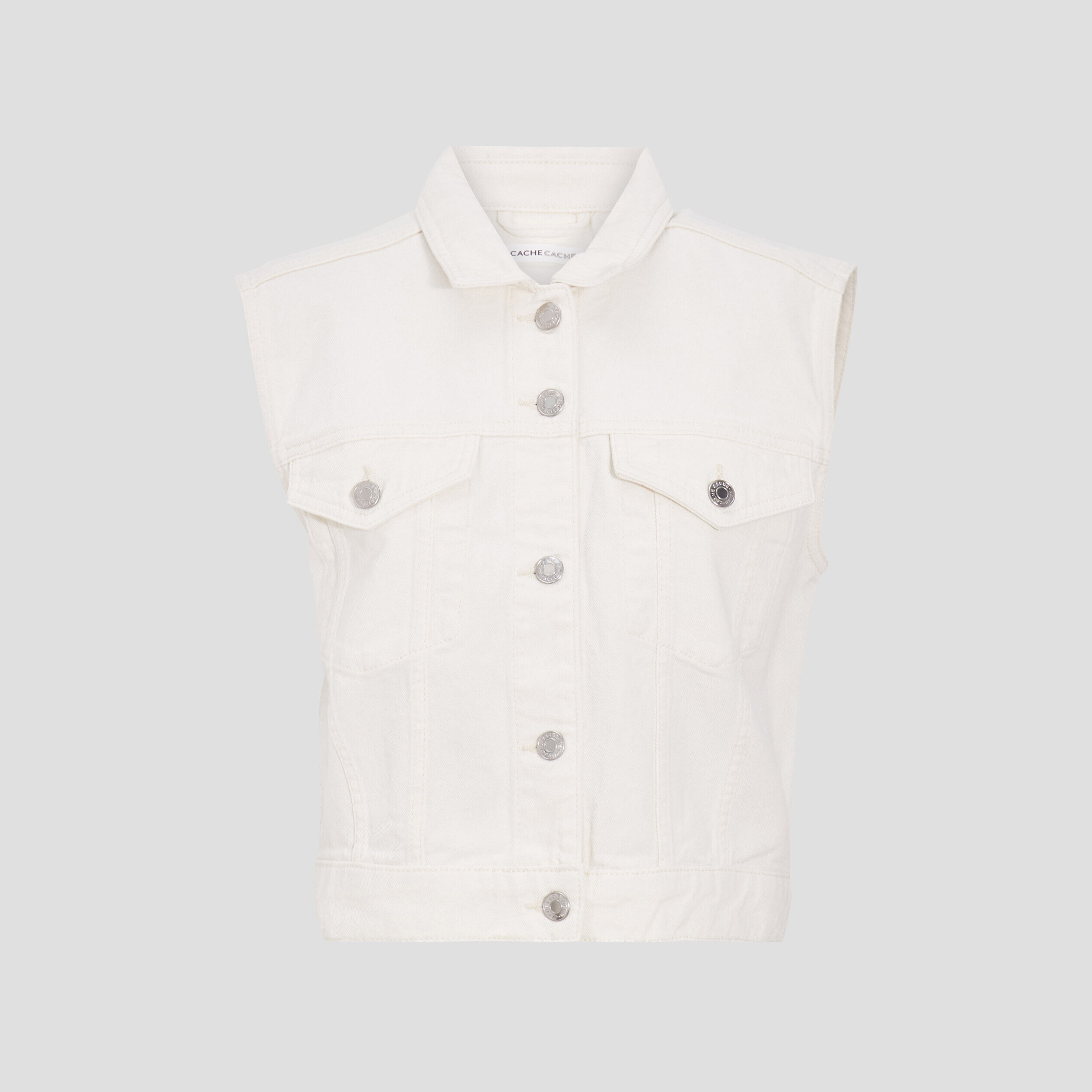 Veste droite en jean ecru femme | Cache Cache