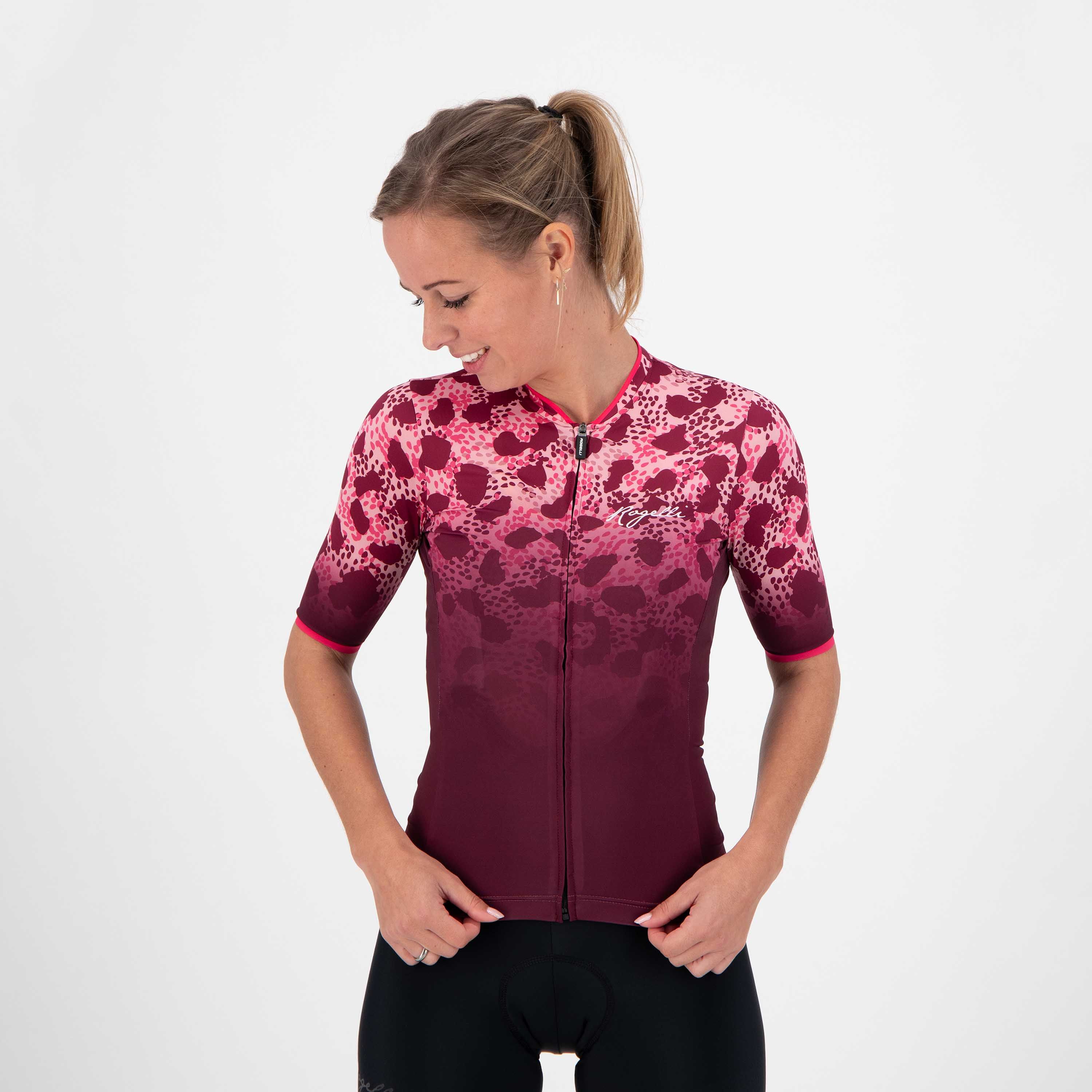 Rogelli Animal Bordeaux/Rosa Damen Radtrikot Kurzarm