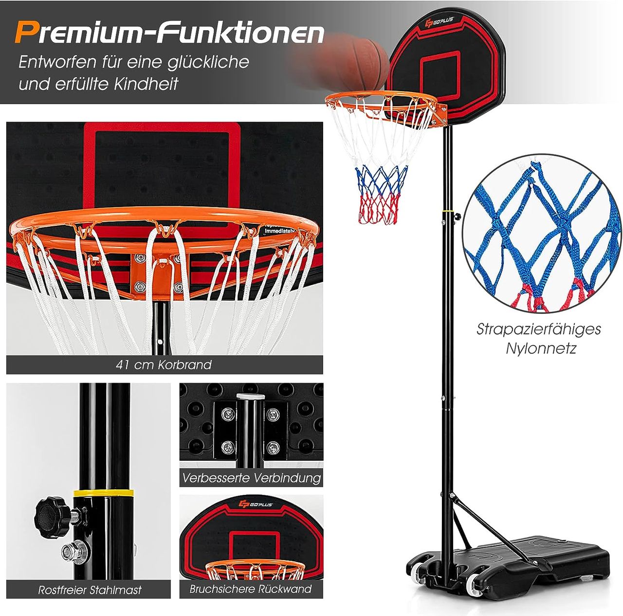 Costway Basketballständer 155-210cm höhenverstellbar