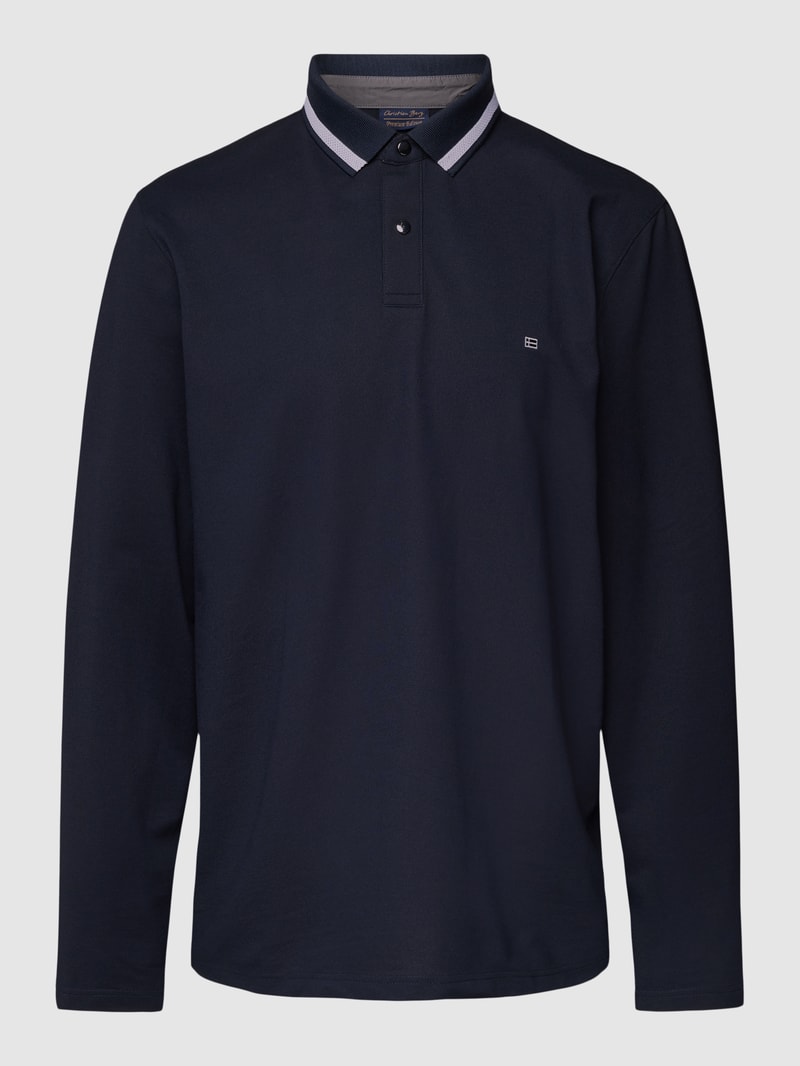 Poloshirt mit Kontraststreifen in marineblau