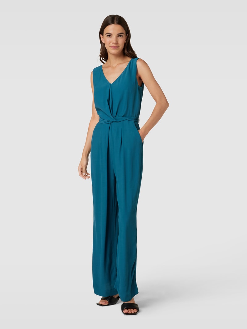 Jumpsuit aus Viskose mit Allover-Muster in petrol