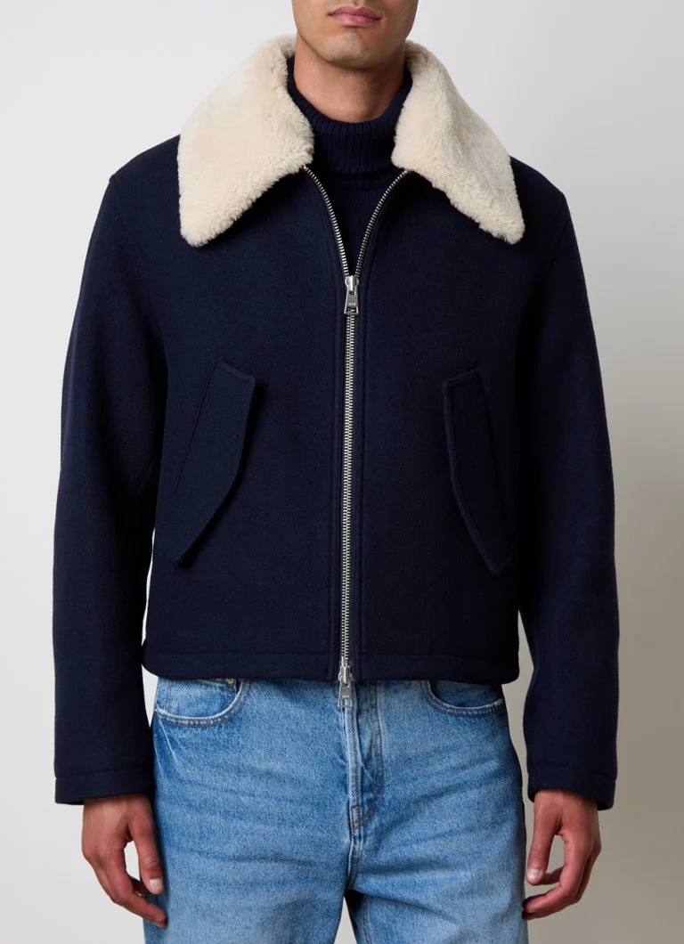 AMI Paris jacket with teddy lining and side pockets