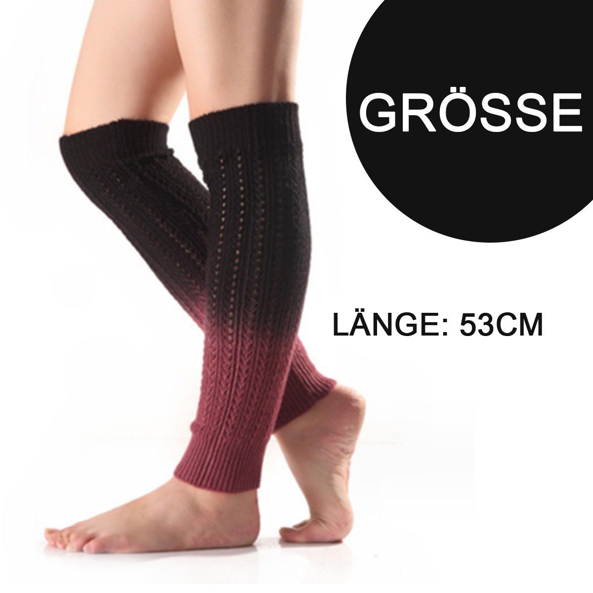 Jormftte Beinstulpen Winter Stulpen Damen Gestrickte Beinwärmer,Lang Stulpe Farbverlauf