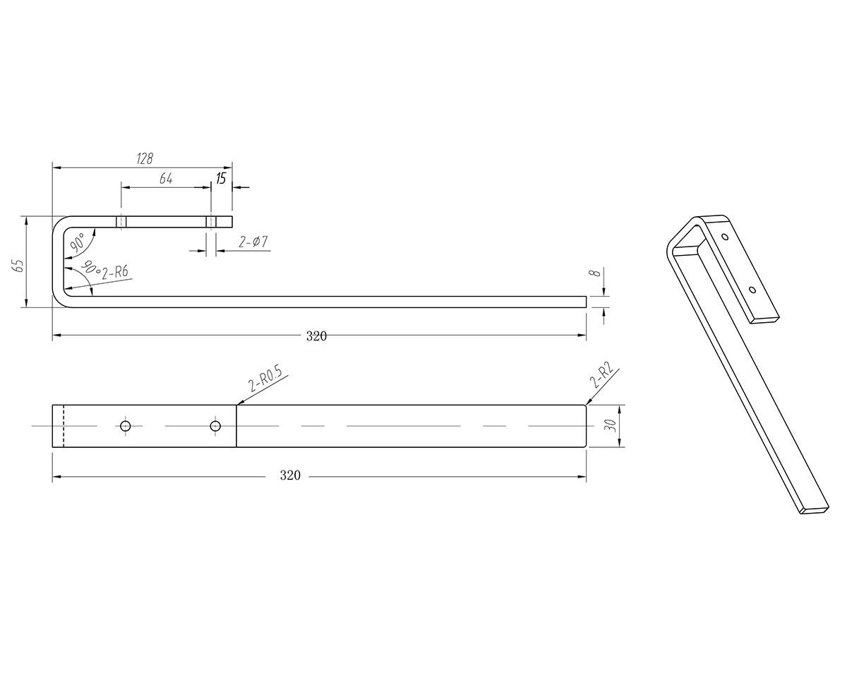 einfachgutemoebel Aufsatzwaschbecken Qualitäts Handtuchhalter Bath-O-Line, 320mm einarmig, chrom