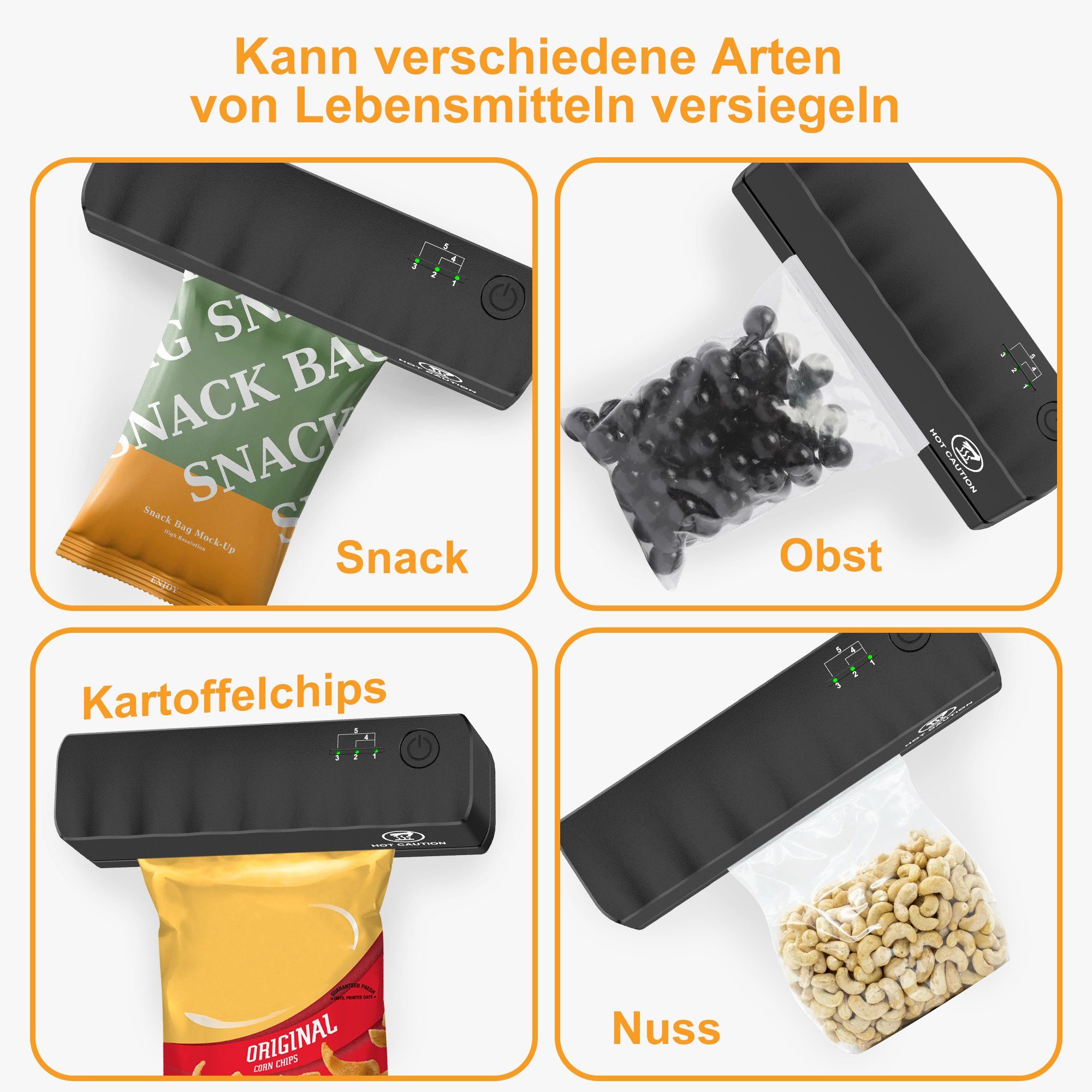 Tisoutec Vakuumierer Mini-Folienversiegler Vakuumierer, wiederaufladbare Versiegelungsmasch, ine,Handversiegelungsgerät für Plastiktüten, Chipstüten, Snacks