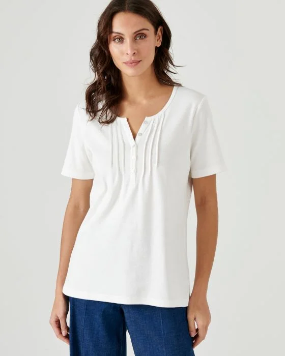 Tee-shirt col tunisien pur coton