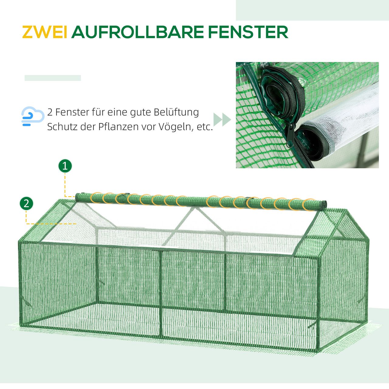 Outsunny Foliengewächshaus mit Fenster Treibhaus Tomatenhaus Frühbeet Grün