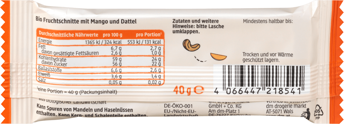 Fruchtriegel, Mango, 40 g