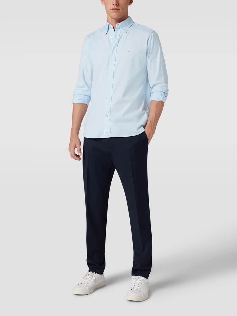 Freizeithemd mit Logo-Stitching Modell 'CORE FLEX POPLIN' in hellblau