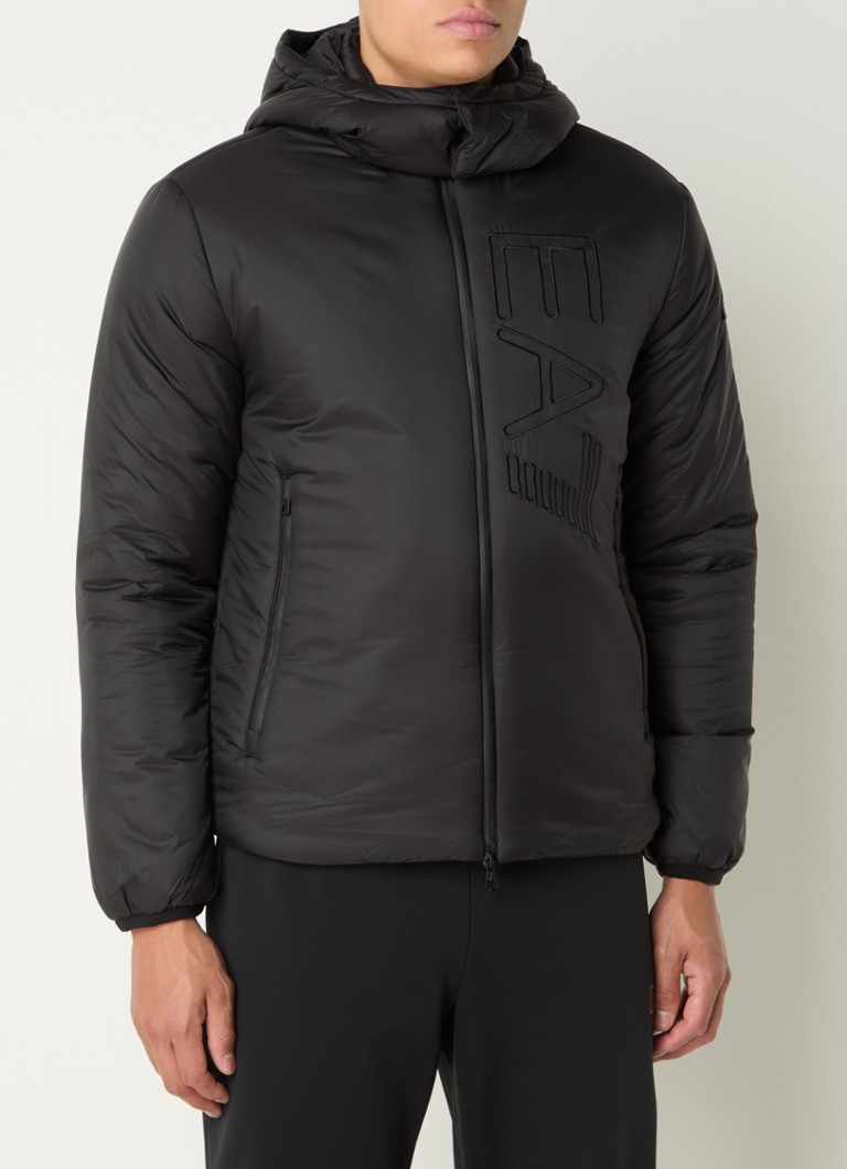 Bomber jakna Emporio Armani z vezenim logotipom in snemljivo kapuco