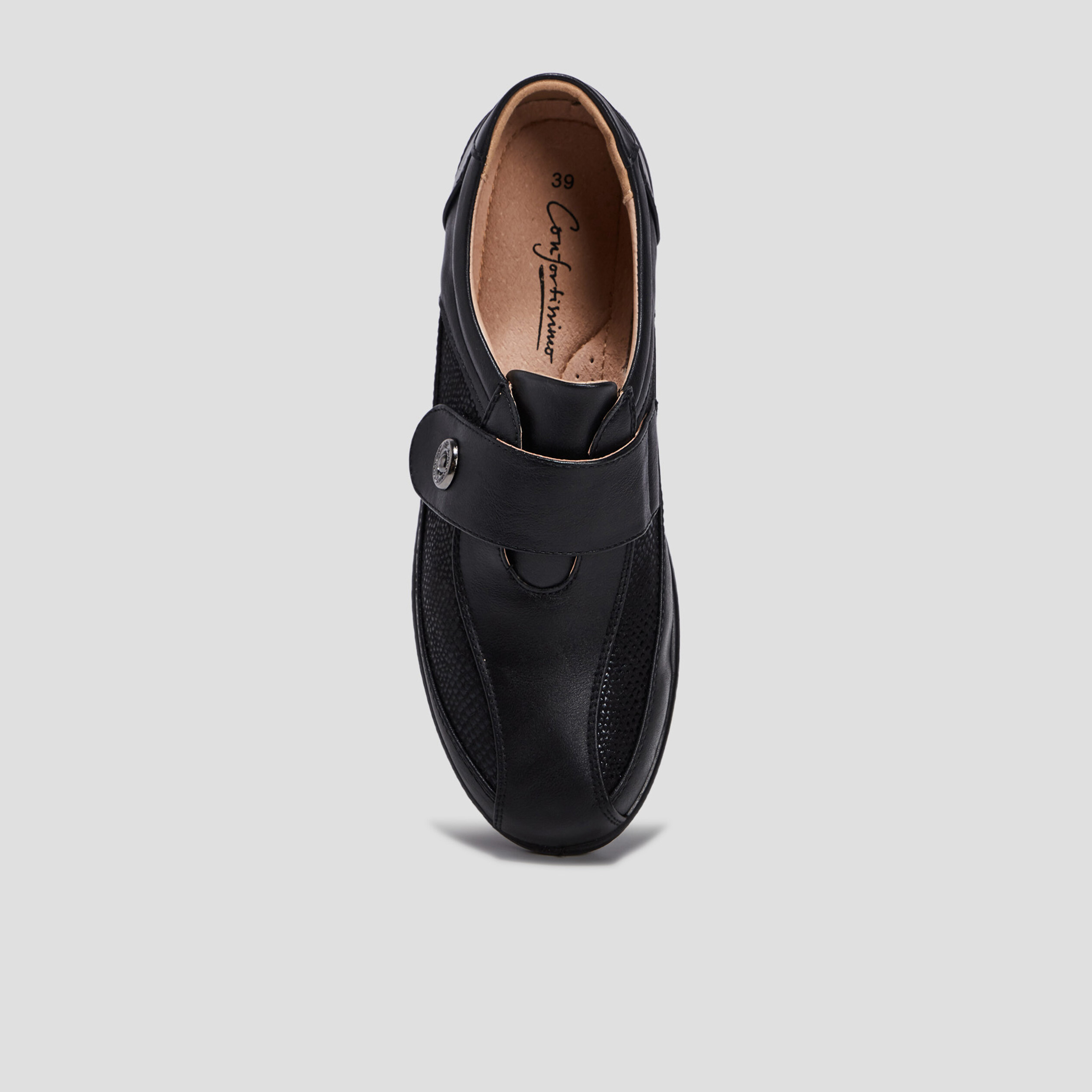 Loafers compensés en cuir noir femme | La Halle
