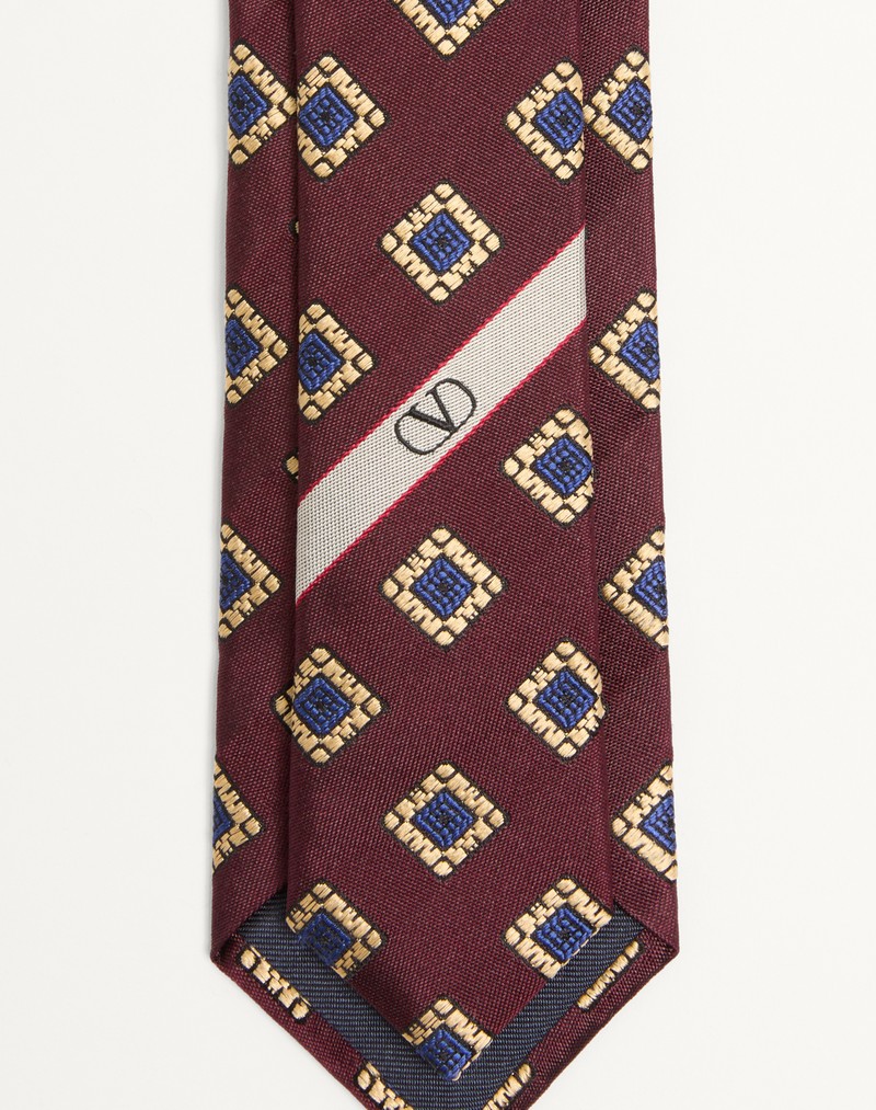 Valentie stropdas van zijde, wol en jacquard met design.