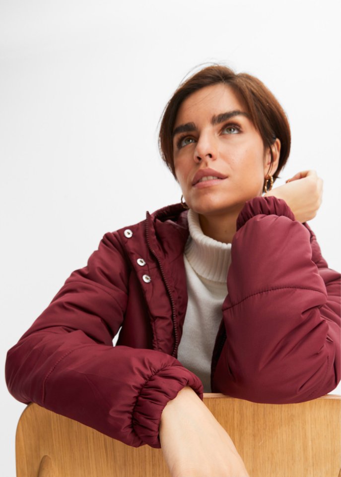 Verkürzte Steppjacke mit Kapuze und Taillenregulierung