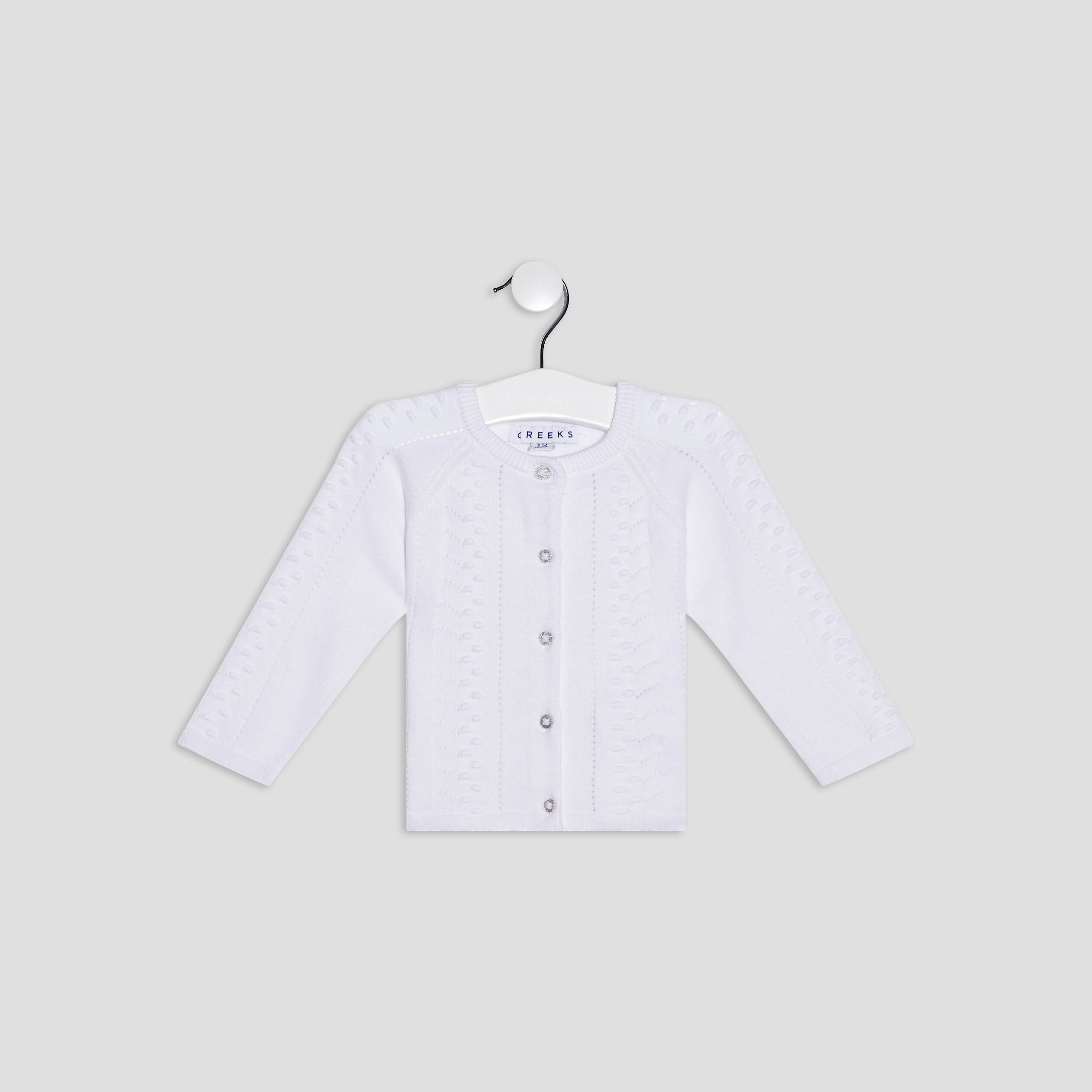 Gilet manches longues boutonné blanc bébé fille | La Halle
