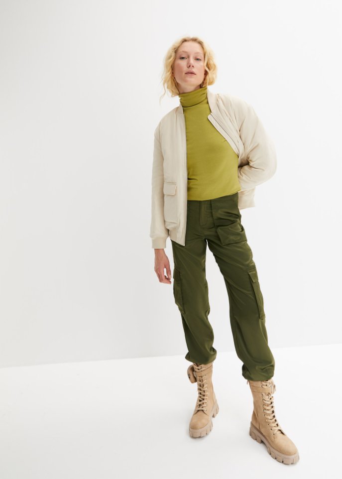 Rollkragen-Stretch-Shirt, Langarm