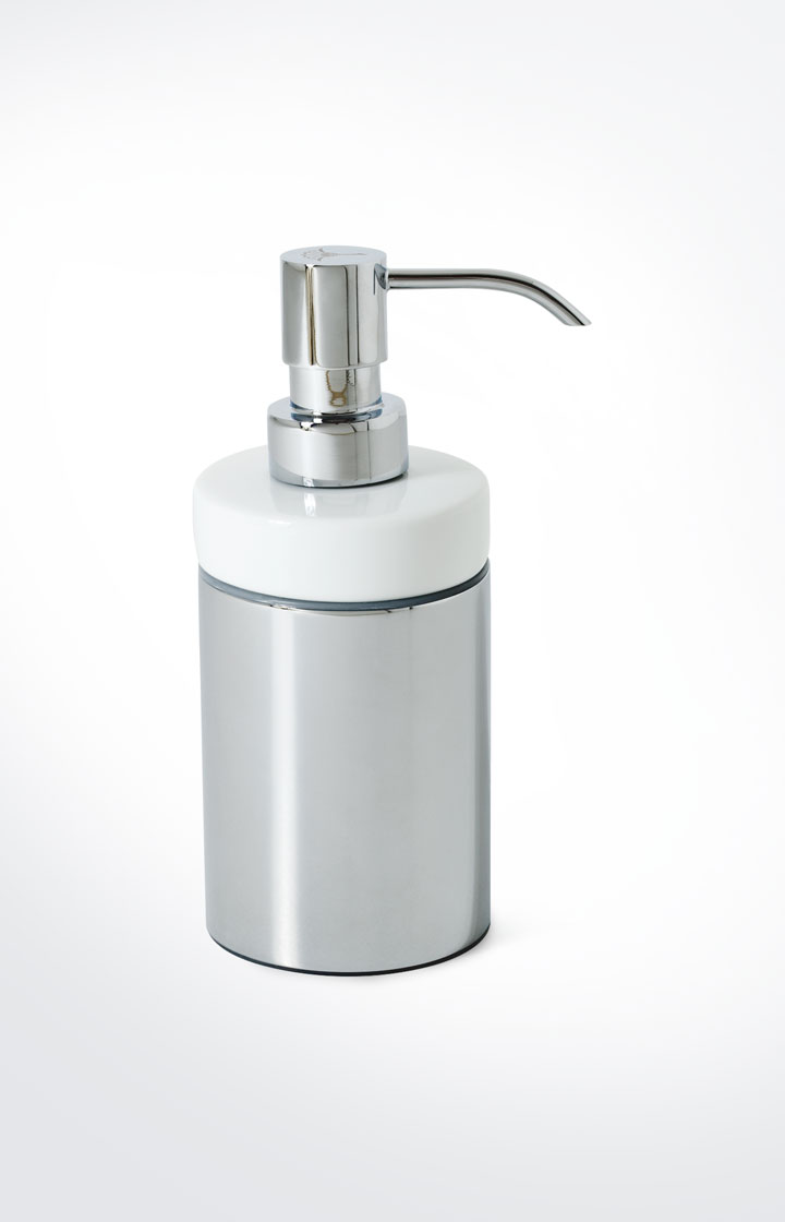Seifenspender Chromeline, Silber/Weiß