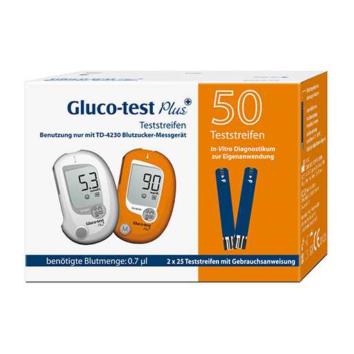 GLUCO TEST Plus Blutzuckerteststreifen  50 St  Teststreifen