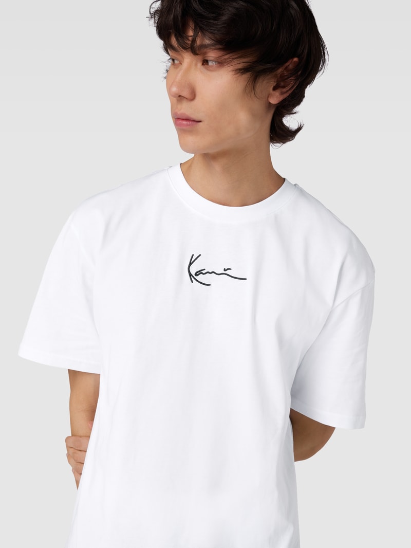 Oversized T-Shirt mit Logo-Stitching in weiss