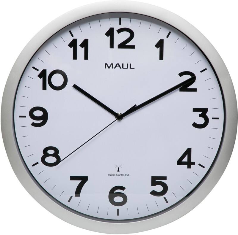 Maul Analog Funkgesteuerte Wanduhr Silber, Weiß 40 x 40 x 40 x 4,7 cm