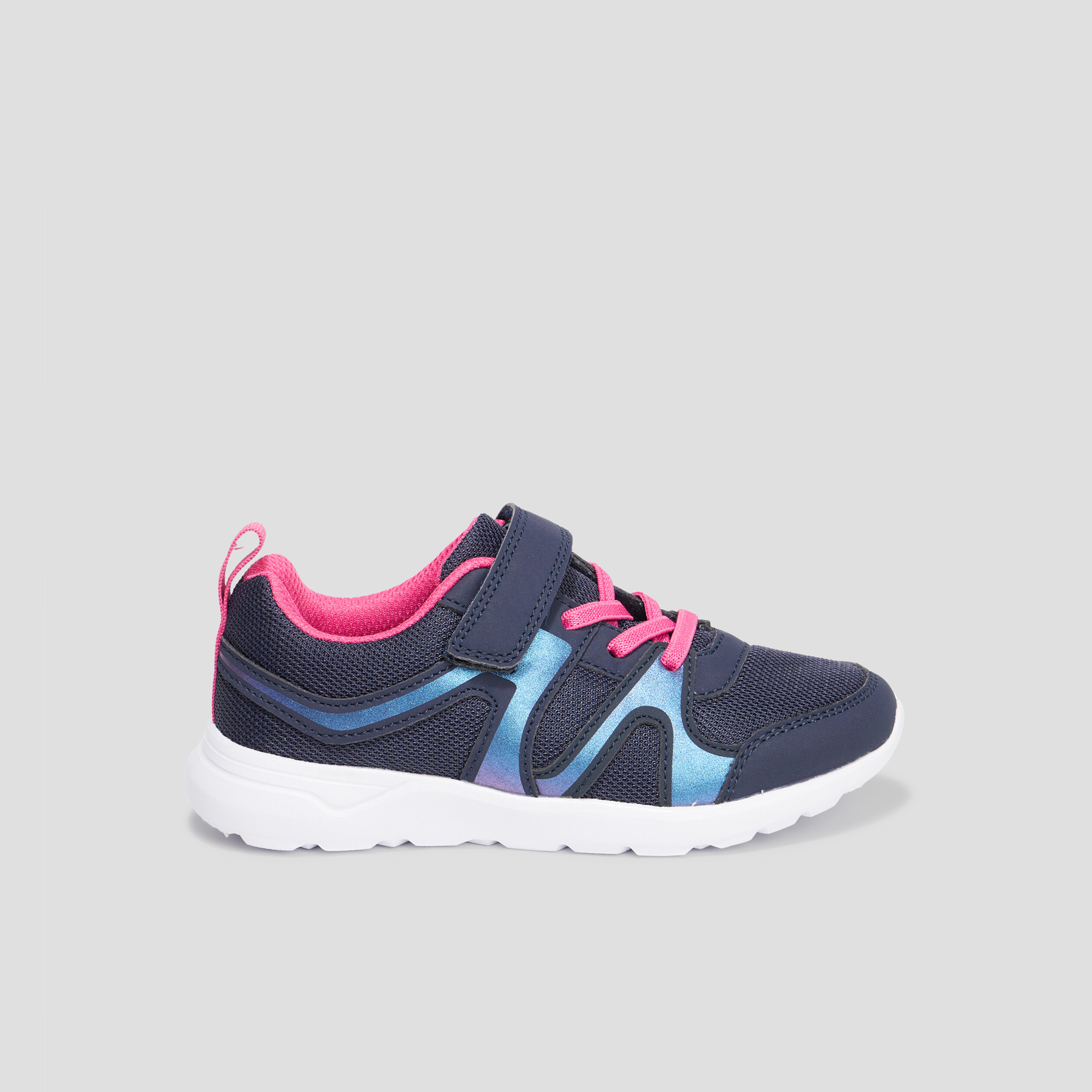 Baskets running à scratchs bleu marine fille | La Halle