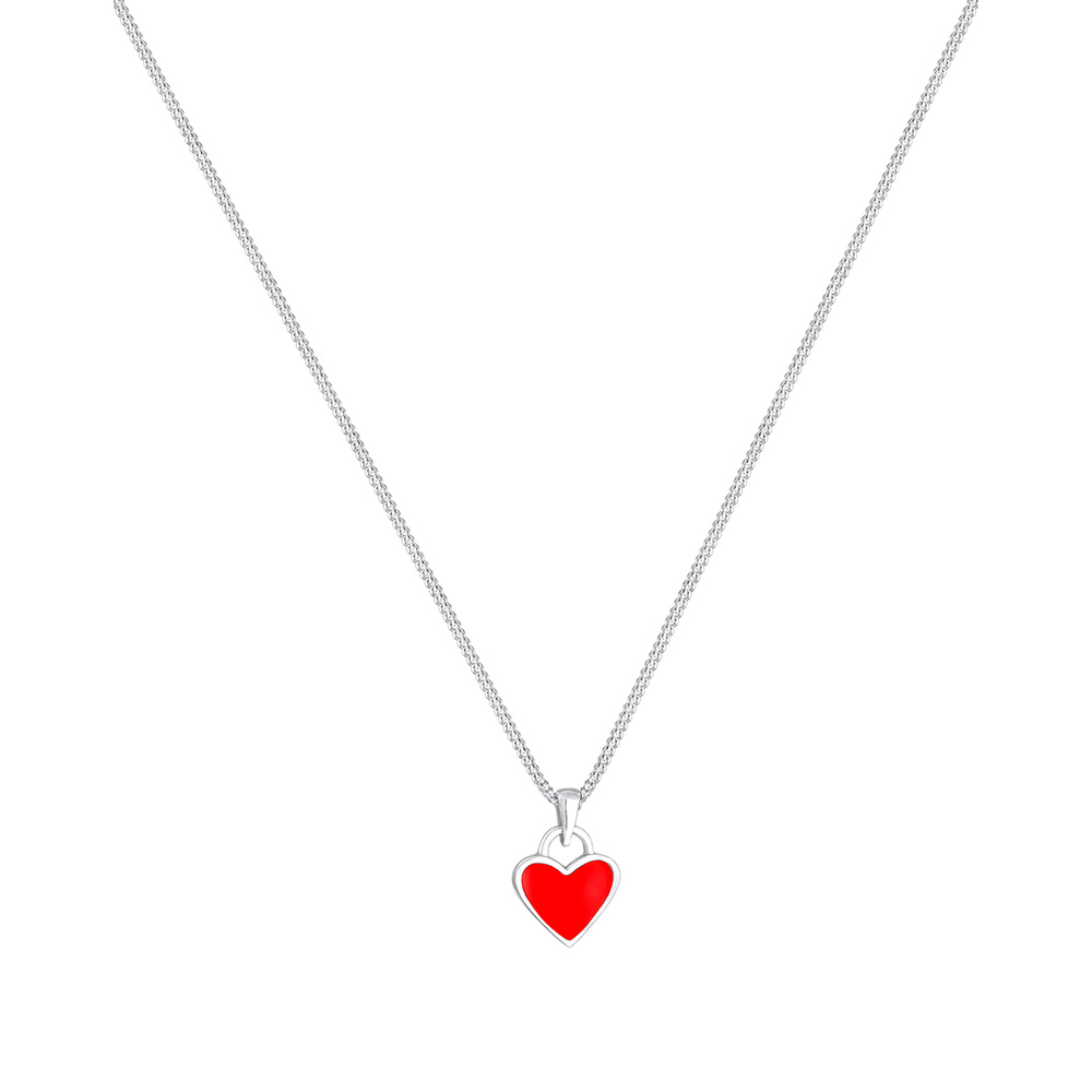 Elli Elli Collier Enfants Pendentif Cœur Mignon avec émail rouge en argent sterling 92 collier