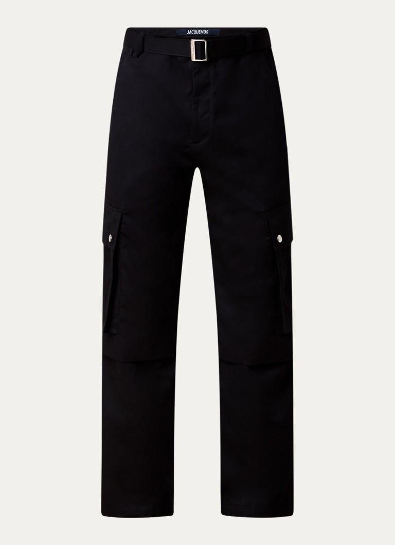 Pantaloni cargo Jacquemus cu croi larg, confecționați dintr-un amestec de in, cu curea.
