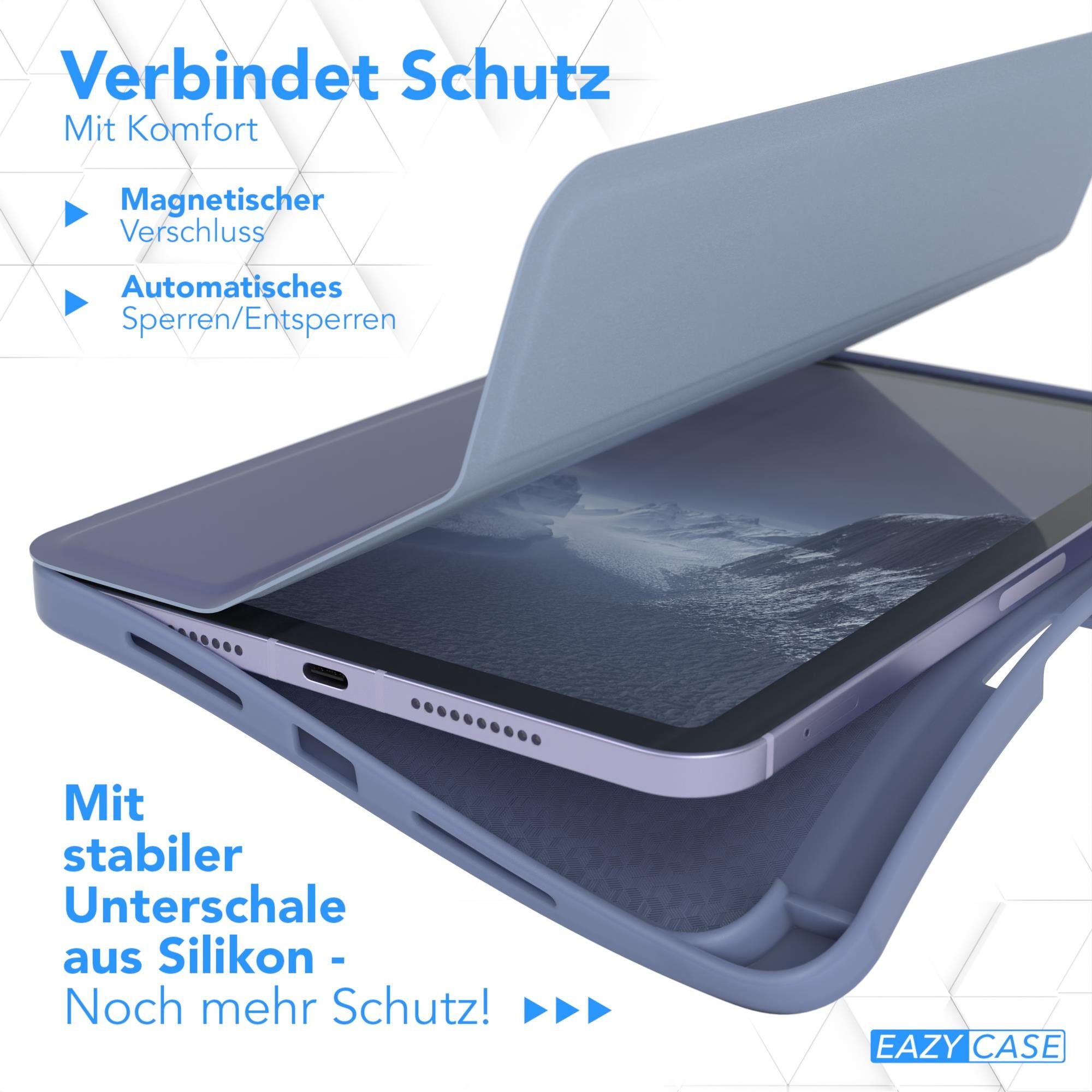 EAZY CASE Tablet-Hülle Penholder Smartcase für iPad Mini 6. Gen. (2021) 8,3 Zoll, Tablettasche klappbares Etui mit Penholder Stifthalterung Eis Blau