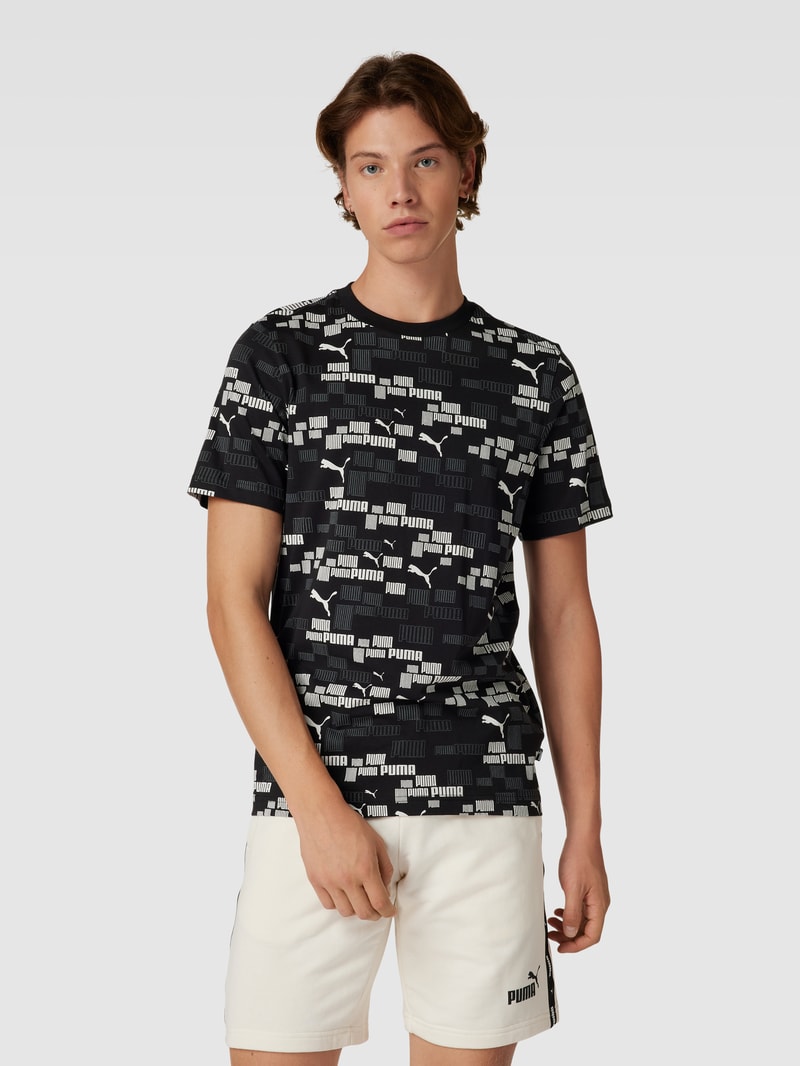 T-Shirt mit Allover-Logo-Print in schwarz