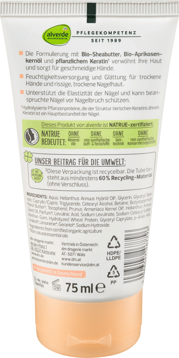 Hand- und Nagelbalsam Bio-Aprikosenkernöl & Pflanzliches Keratin, 75 ml