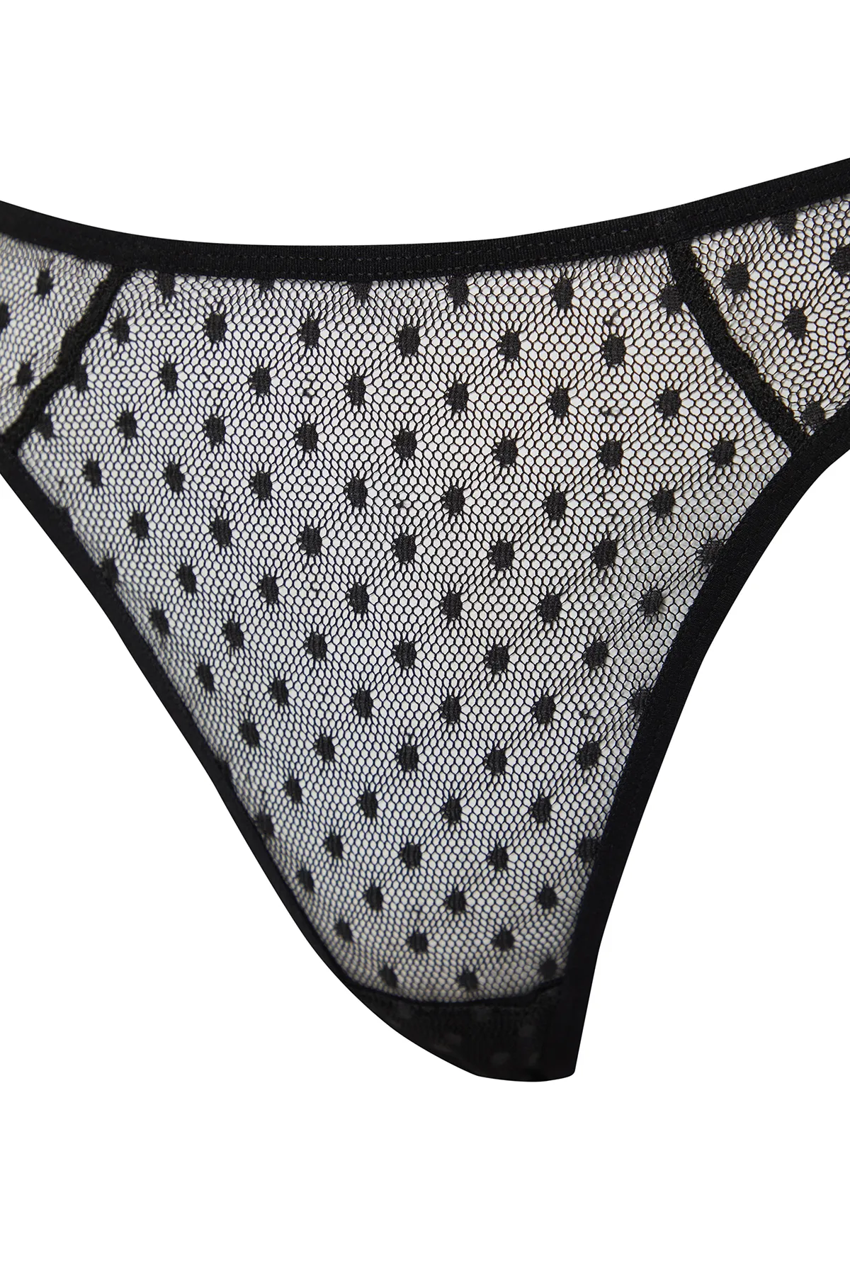 Trendyol Collection  Schwarzes Dessous-Set aus Strick mit gepunkteter Spitze, Seilriemen und ohne Kappe THMSS24CC00018