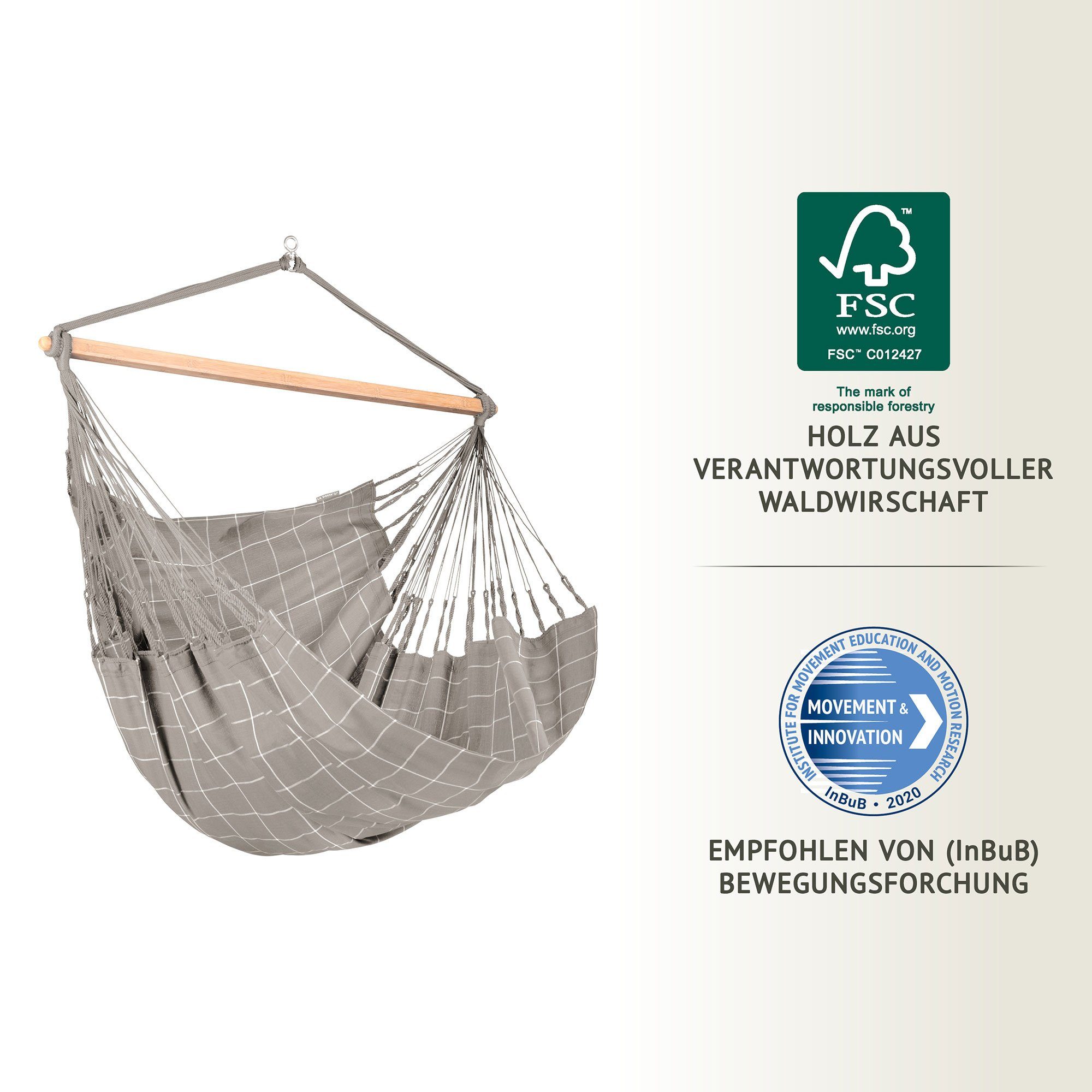 La Siesta Hängestuhl Hängesessel Lounger Domingo Almond - Wetterbeständiger Hängestuhl King, Hochwertige Qualität