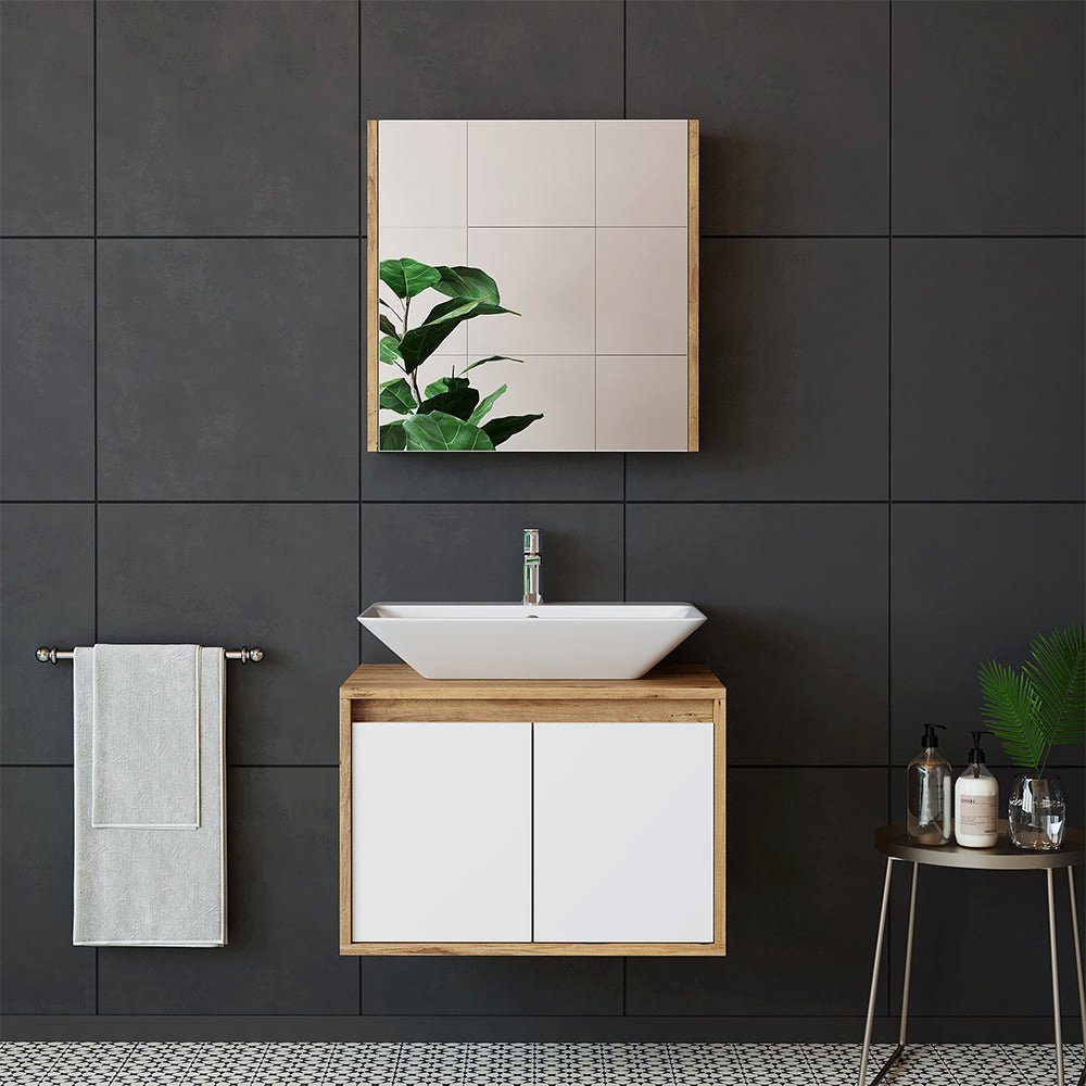 Roomart Badmöbel-Set, (Roomart Badezimmer Möbel Set ATLANTIC in 4 Farben 65 cm Badmöbel)