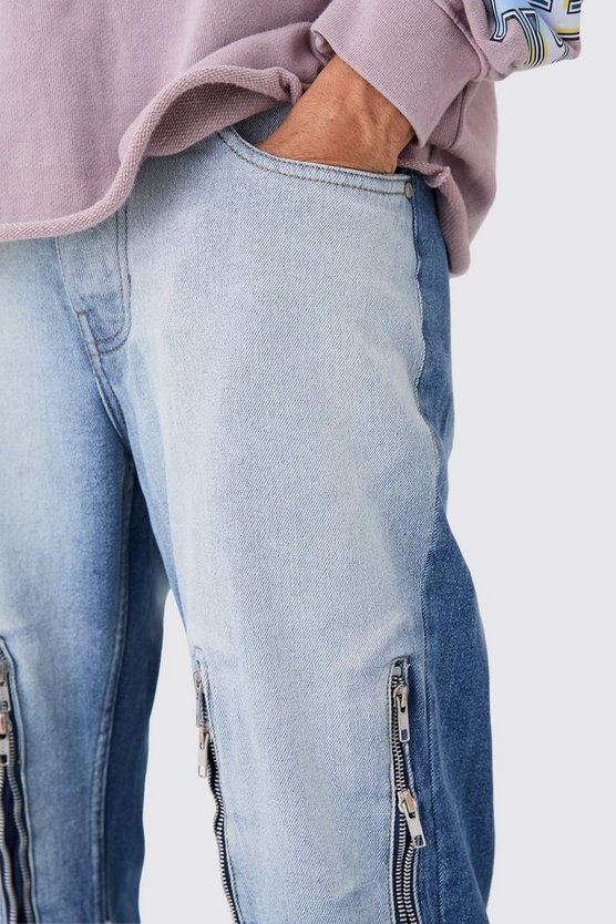 Lockere Schlagjeans mit Reißverschluss