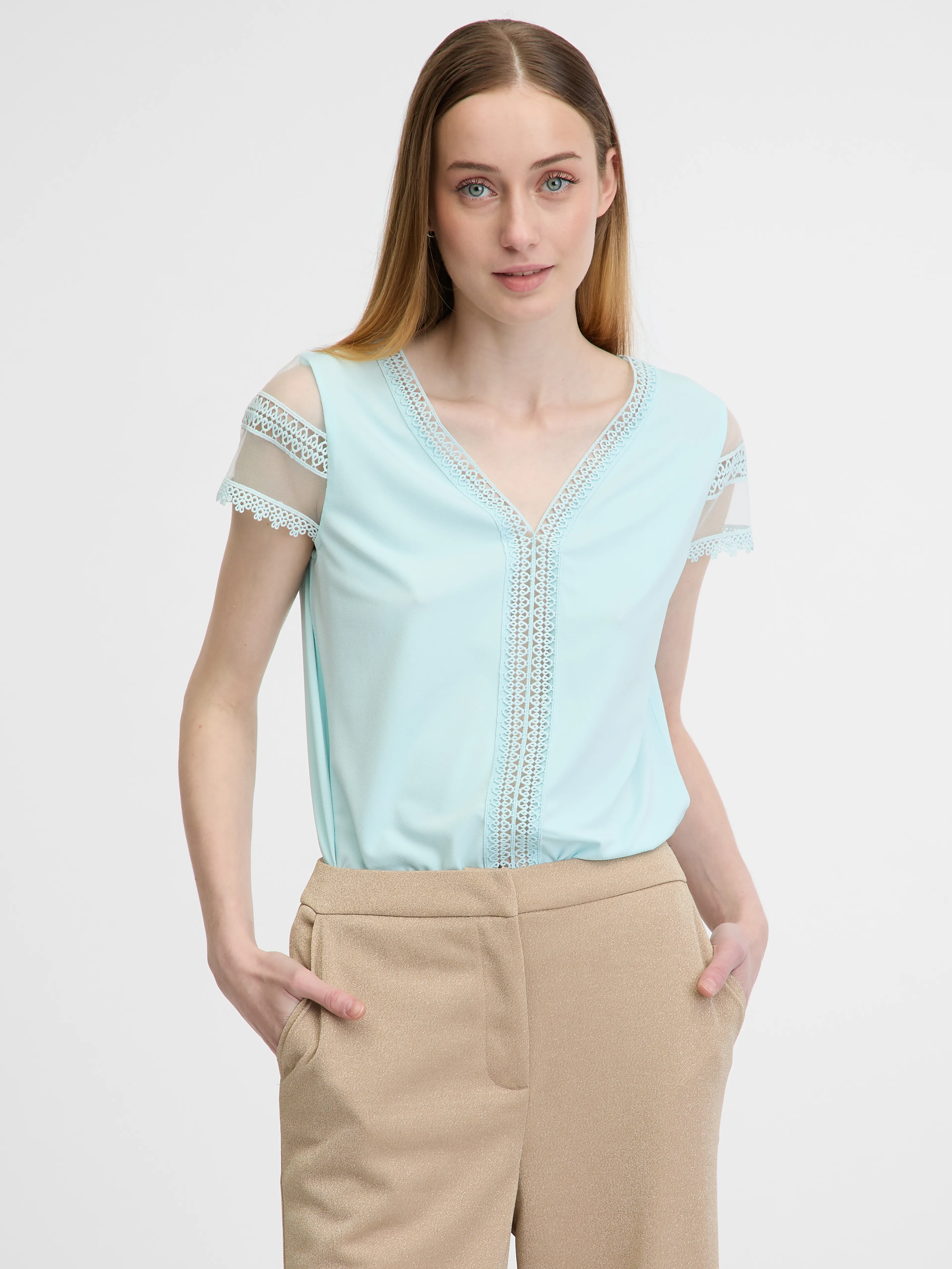 Hellblaues Damen-Kurzarm-T-Shirt ORSAY
