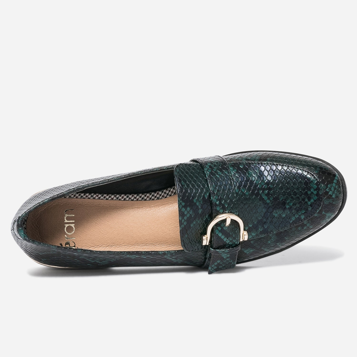 Mocassin vert embossé effet python