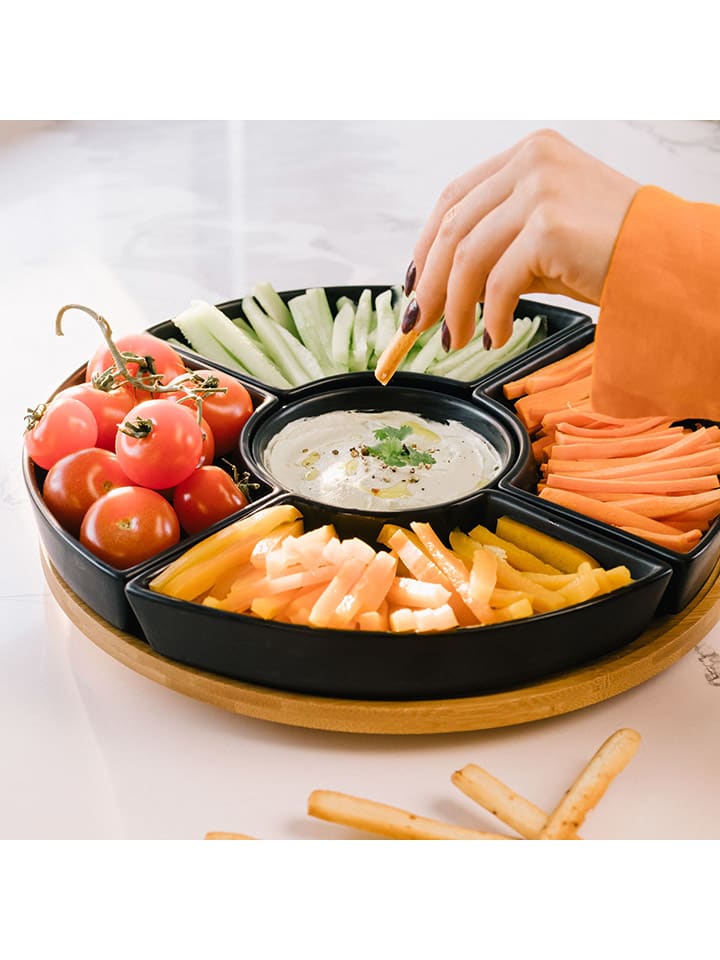 Homla 6tlg. Servierset ''Fincan'' in Hellbraun/ Schwarz - Ø 30 cm günstig kaufen onesize
