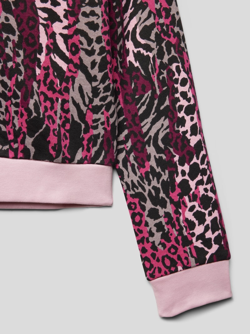 Hoodie mit Animal-Print in pflaume