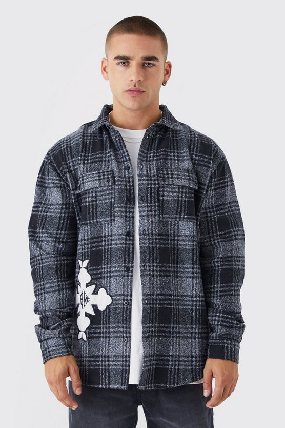 Oversize Karohemd mit gebleichtem Saum