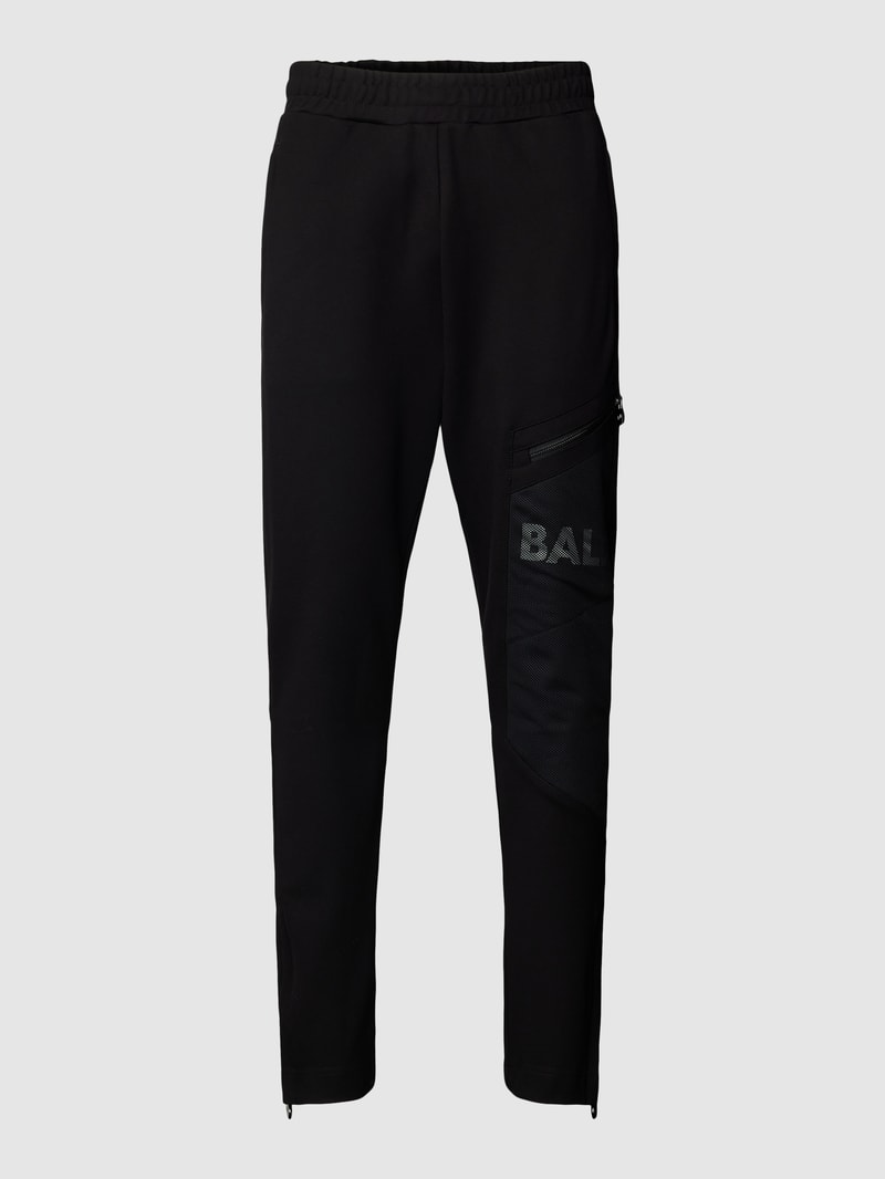 Slim Fit Sweatpants mit Mesh Modell 'Luois' in schwarz