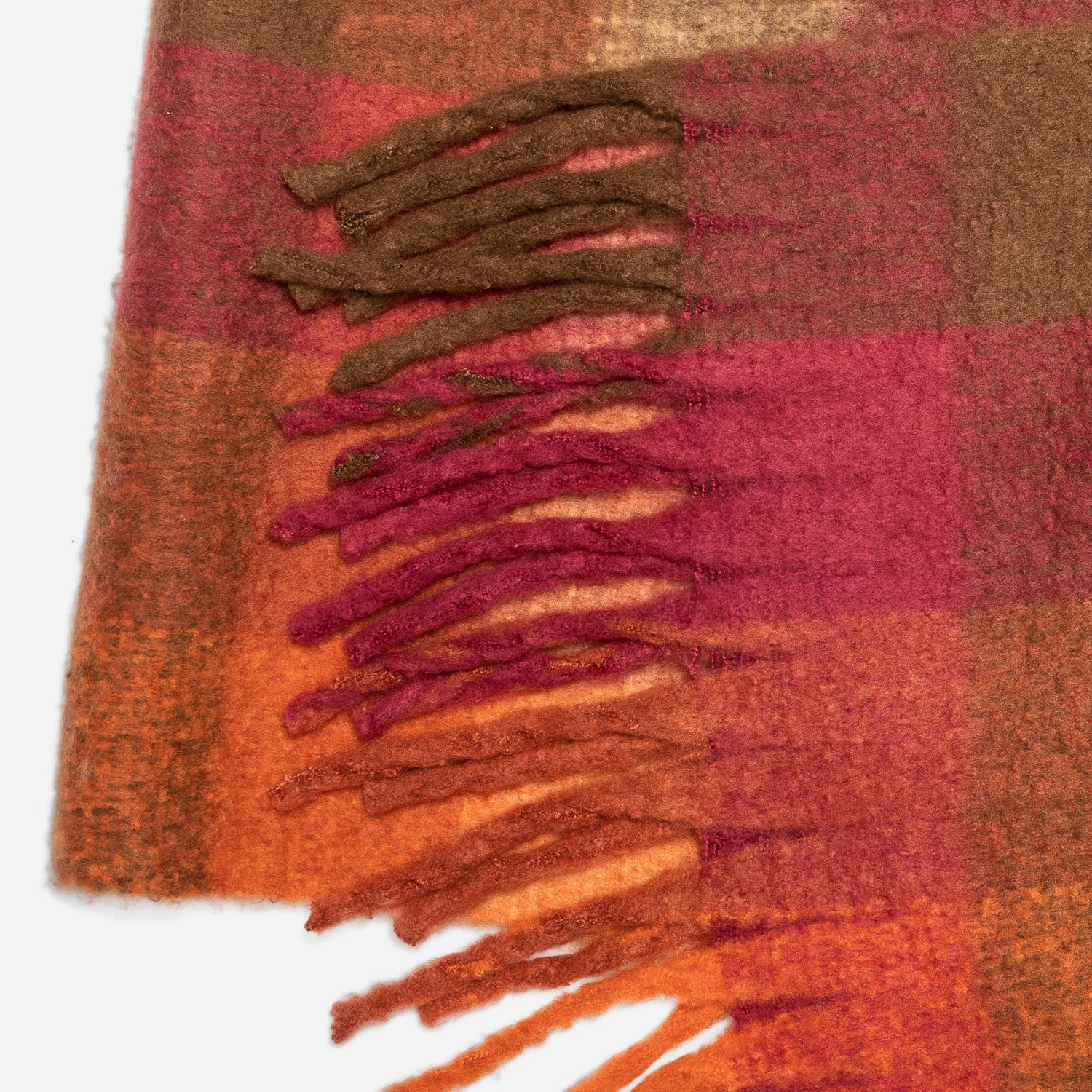 Echarpe orange, rose, marron à carreaux