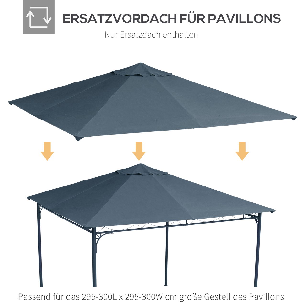 Outsunny Pavillondach Ersatzdach Pavillonabdeckung Polyester Grau 3x3m