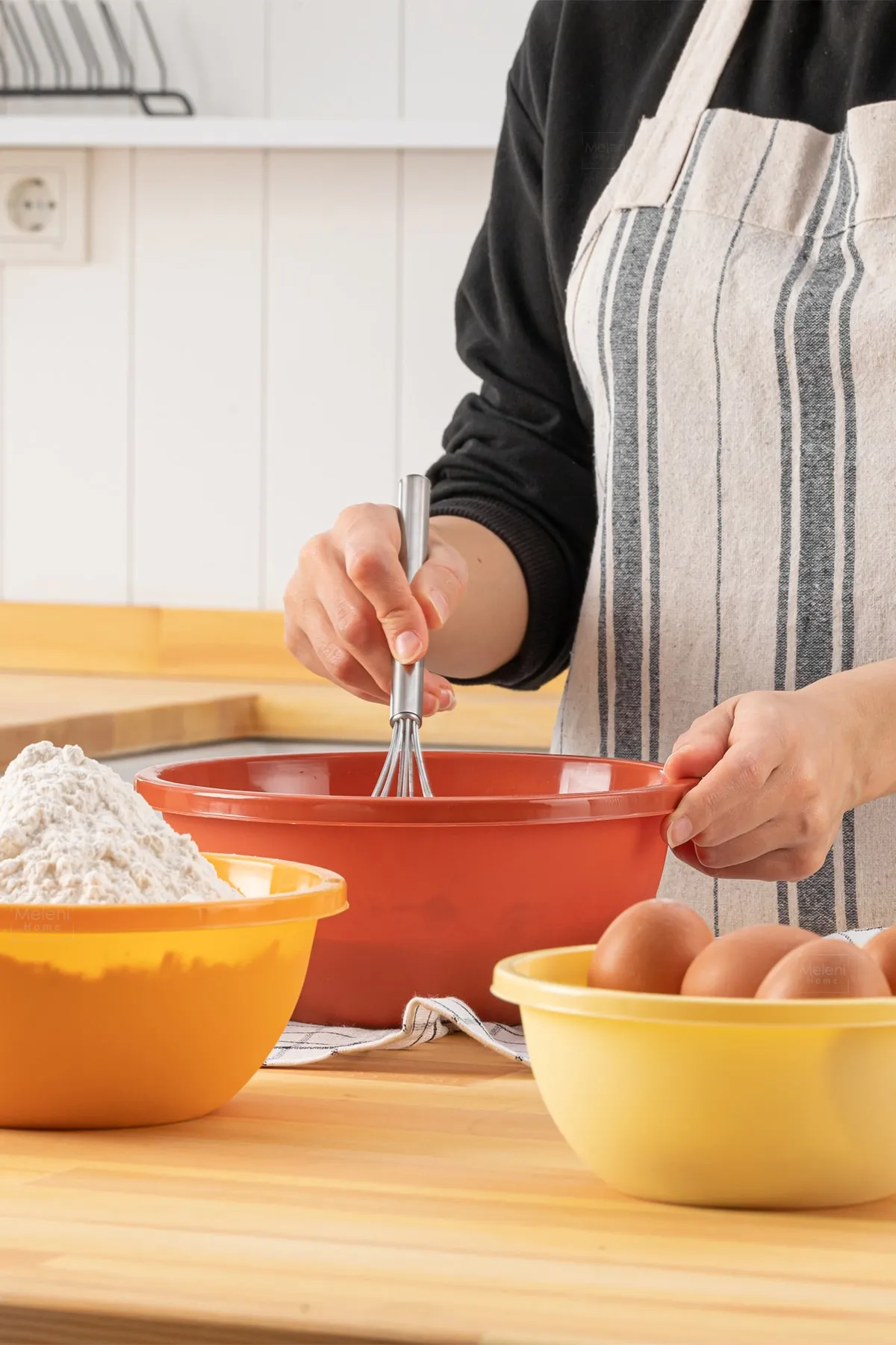 Meleni Home  5er-Set rundes Vorbereitungsschüssel-Set – Mehrzweck-Schneebesenschüssel – Badya Set Aufbewahrungsbehälter