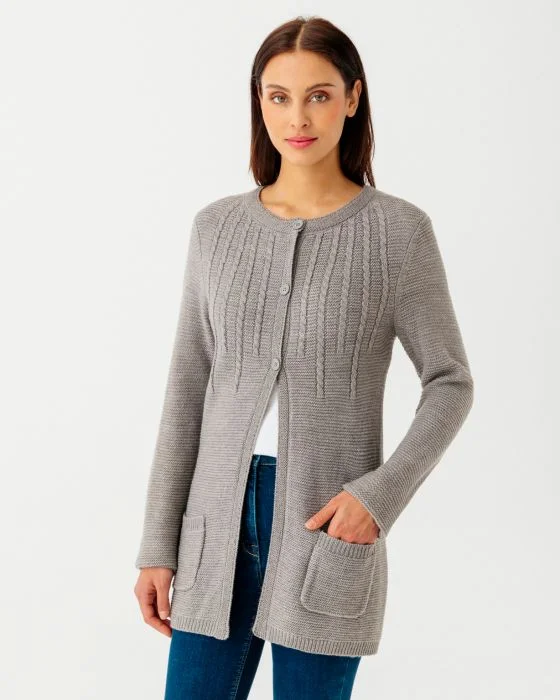 Cardigan maille fantaisie manches longues