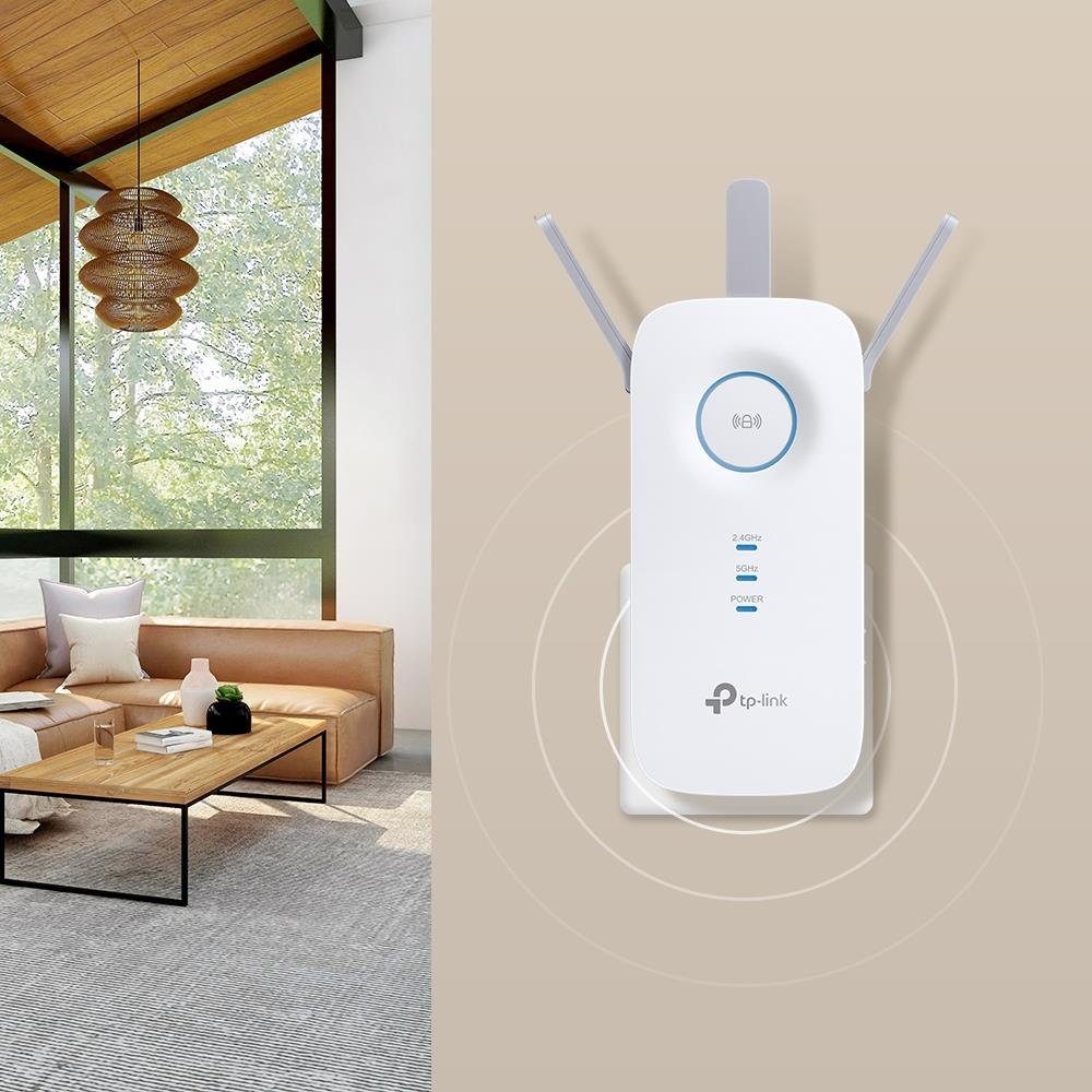 TP-Link RE550 WLAN-Repeater, Dual-WLAN AC + bis zu 1900 Mbit /s, 2,4GHz, App Steuerung, maximale Abdeckung, kompatibel zu allen WLAN Routern, Weiß