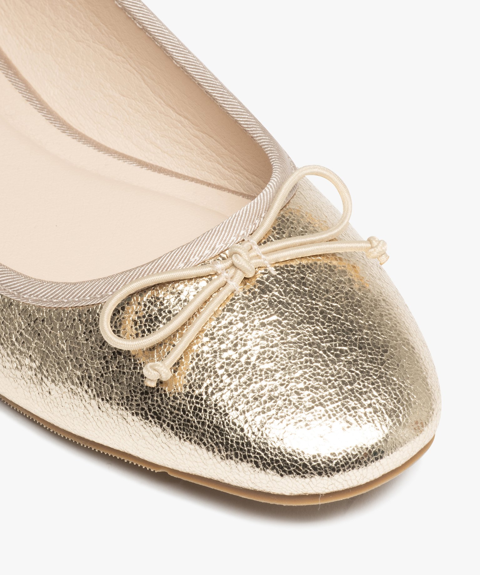 Ballerines femme métallisées avec noeud fantaisie or | GEMO